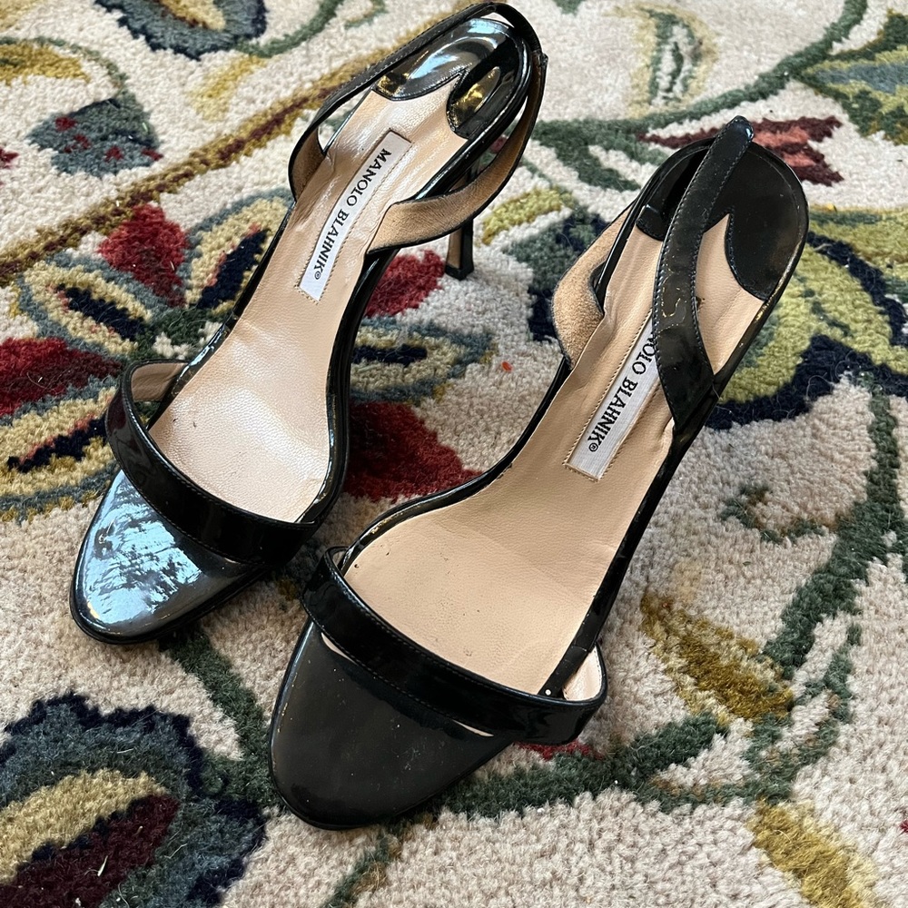 Manolo Blahnik Black Strappy Heels